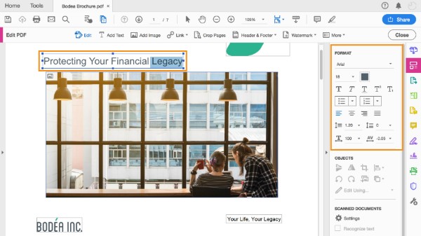 Редактирование текста в Adobe Acrobat Pro