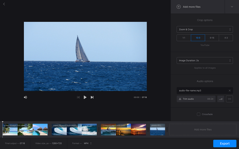 Онлайн-переход в Clideo