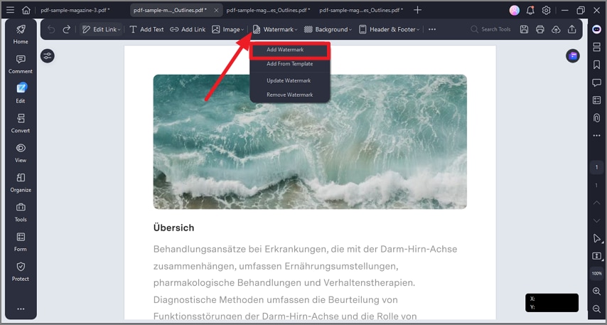 Инструмент Watermark в PDFelement Pro