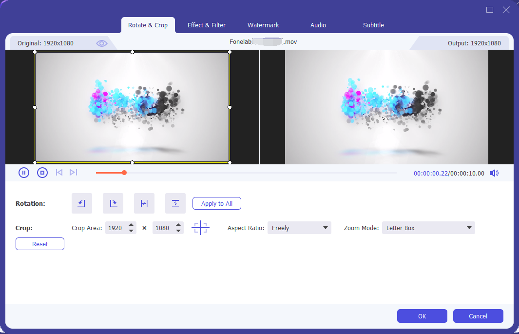 Окно редактирования видео в FoneLab Video Converter Ultimate