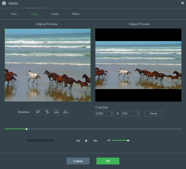 Окно редактирования Crop в Gihosoft Free Video Converter