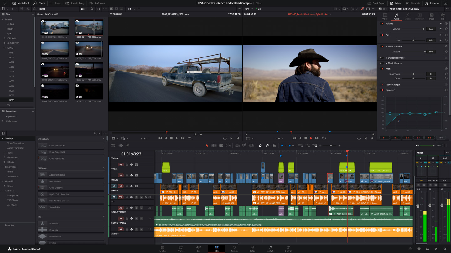 Интерфейс DaVinci Resolve Edit