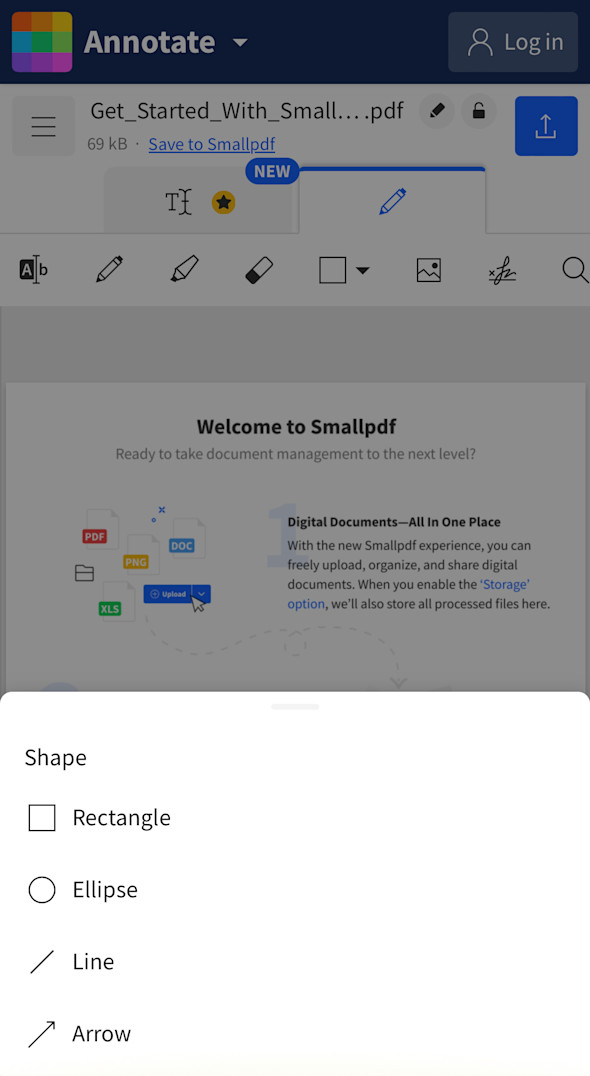 Smallpdf: интерфейс редактирования PDF на iPhone