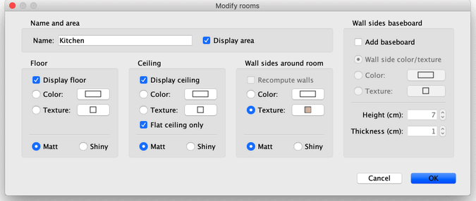 Редактирование комнаты в Sweet Home 3D