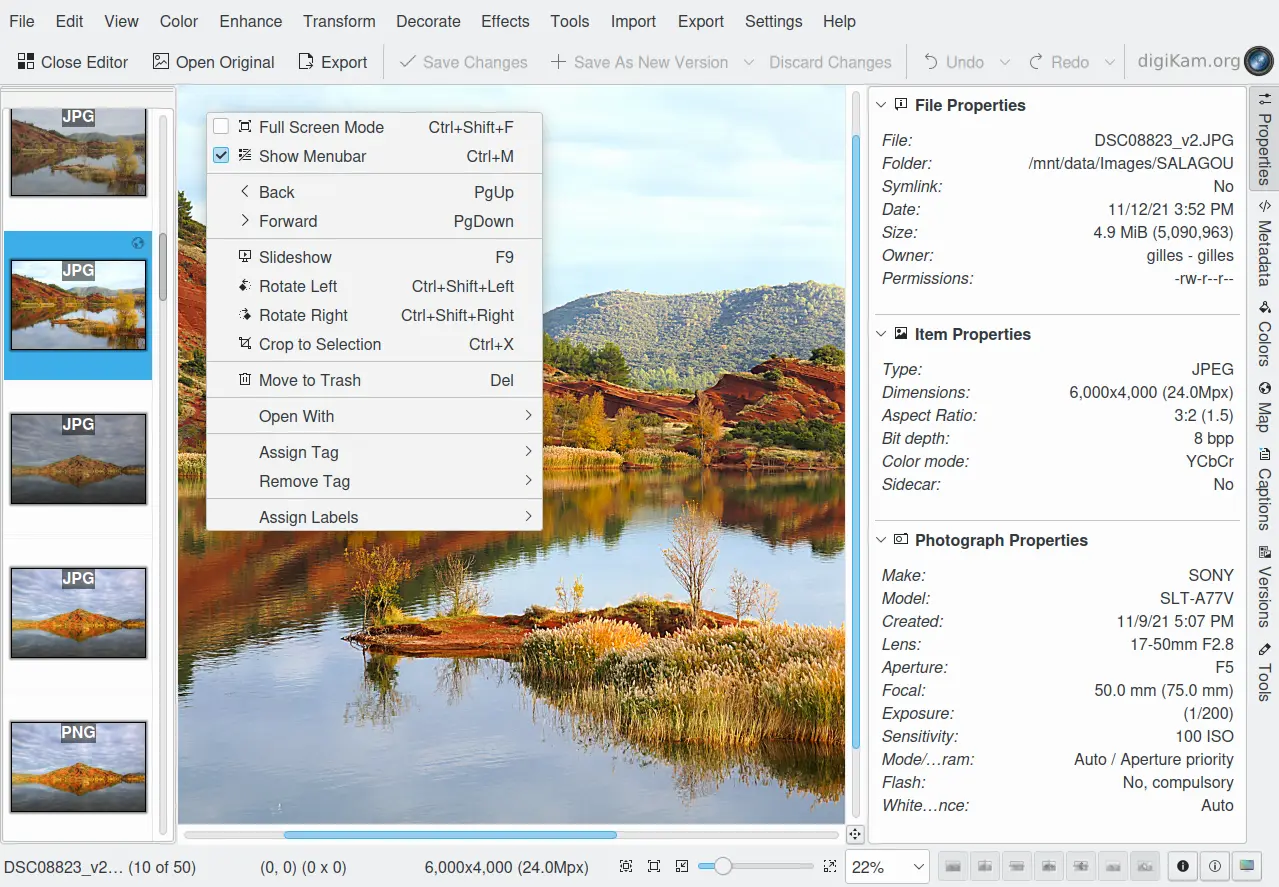 Окно Image Editor в digiKam