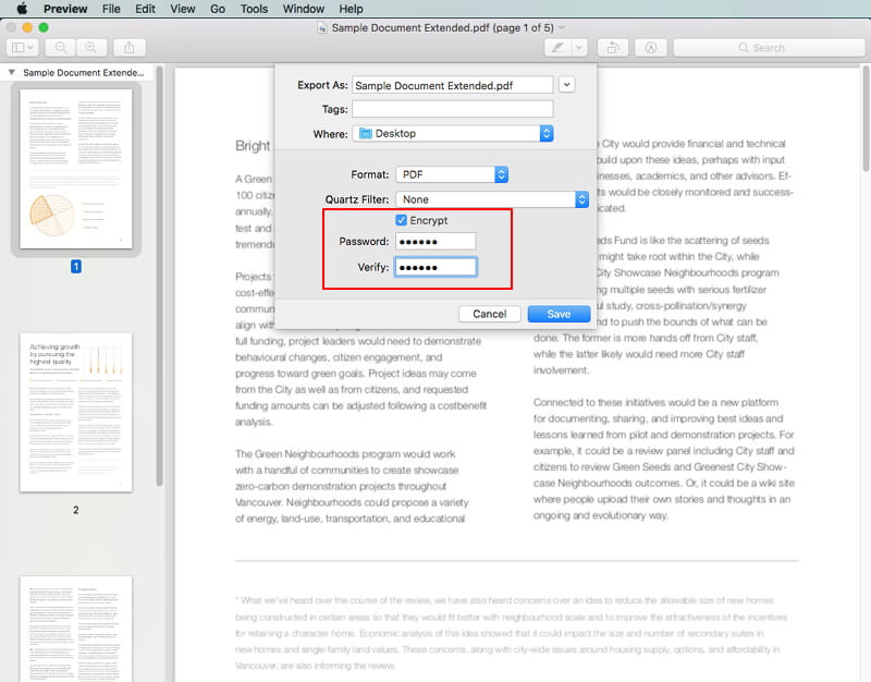 Настройки PDF в Preview на macOS