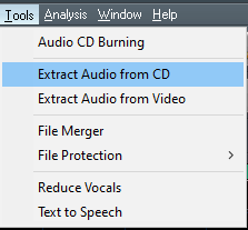 Команда Extract Audio from CD в меню Tools