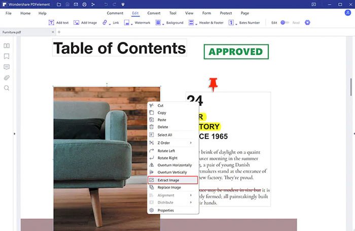 Извлечение изображения в PDFelement