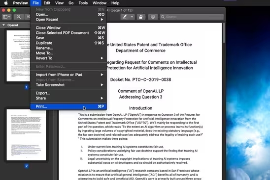 Извлечение страницы PDF в Просмотре на Mac