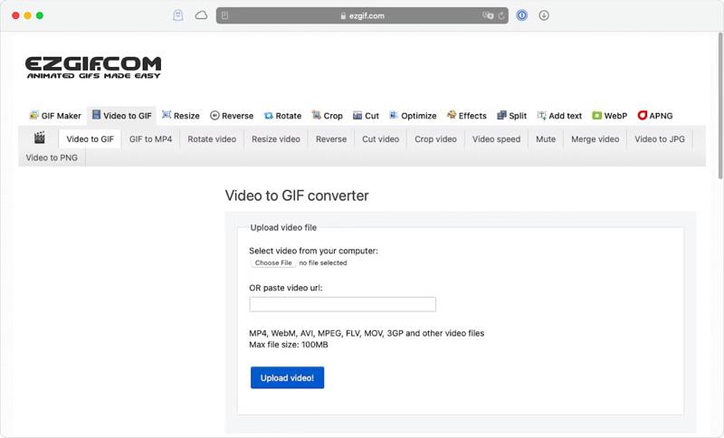 Видео в GIF в Ezgif