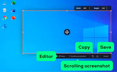 Режим Screenshot и Scrolling screenshot в Movavi Screen Recorder