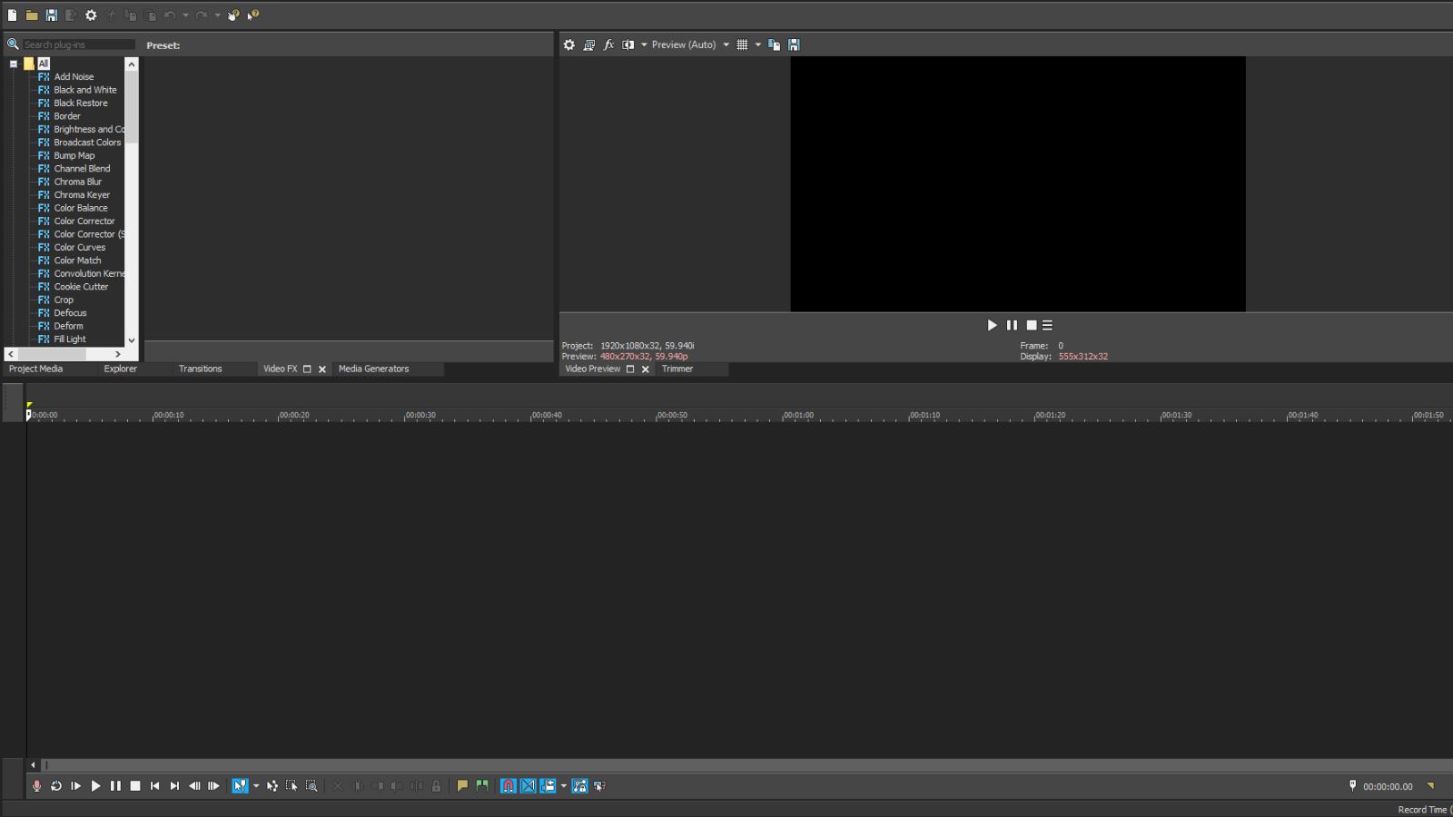 Скриншот интерфейса VEGAS Pro