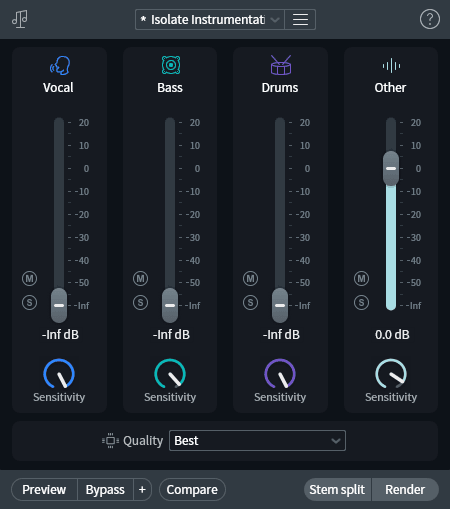 Скриншот iZotope RX Music Rebalance