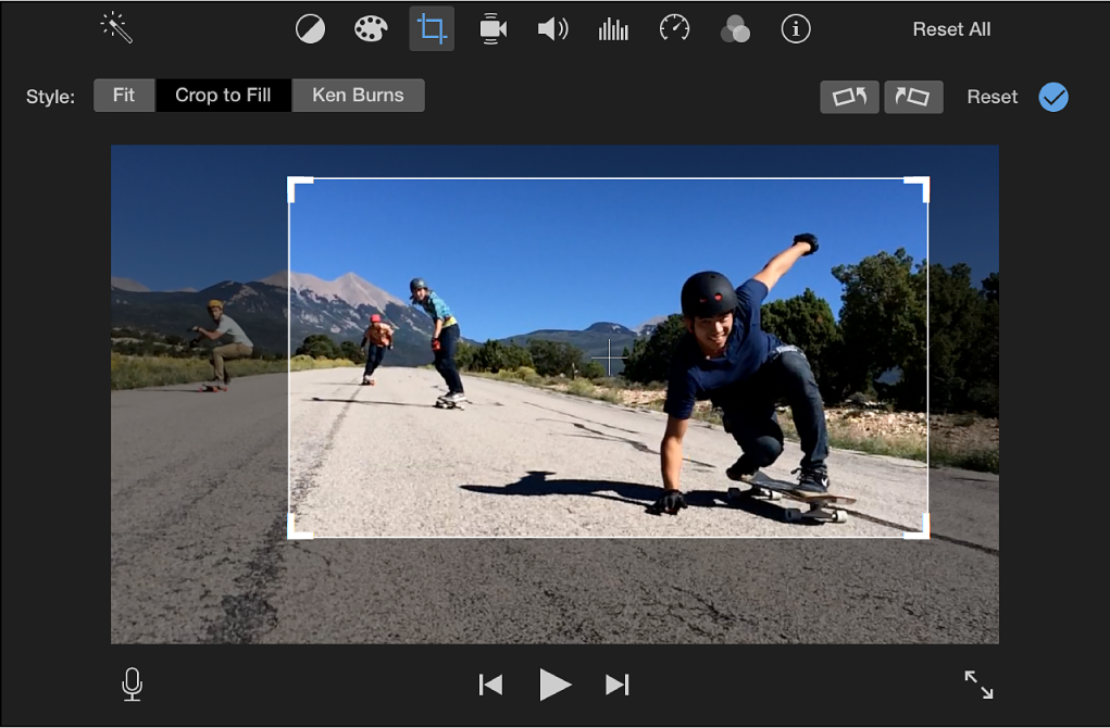 Кадрирование клипа в iMovie на Mac