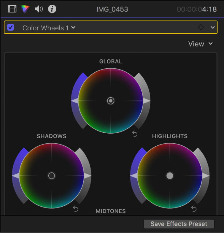 Color Wheels в Final Cut Pro