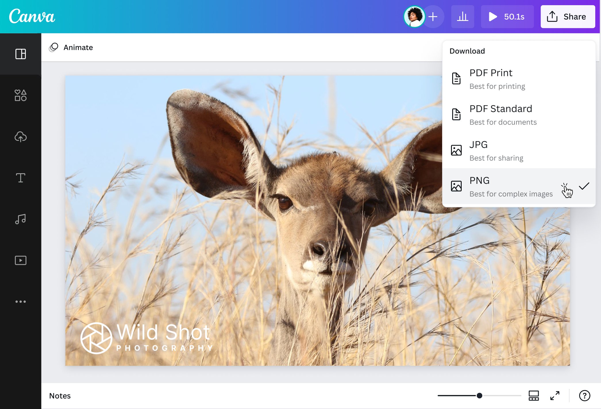Canva: наложение водяного знака на фотографию