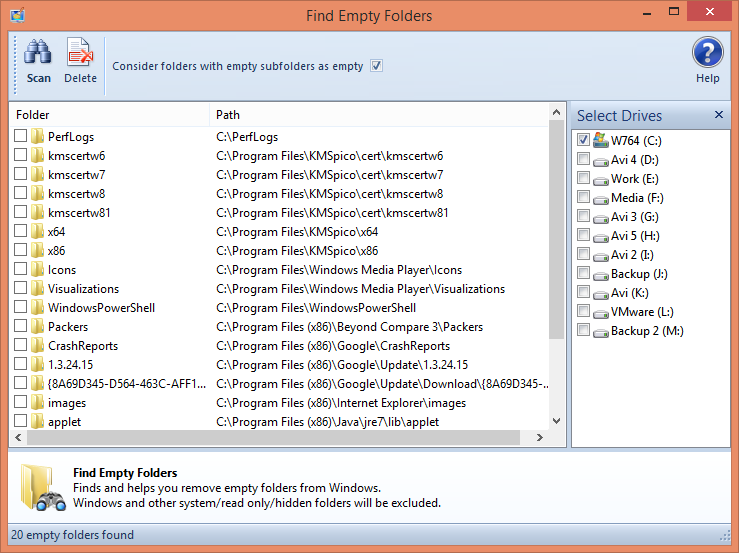 Find Empty Folders