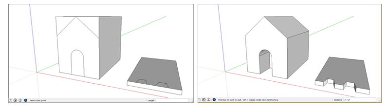 В SketchUp проём обычно делается прямоугольником и Push/Pull