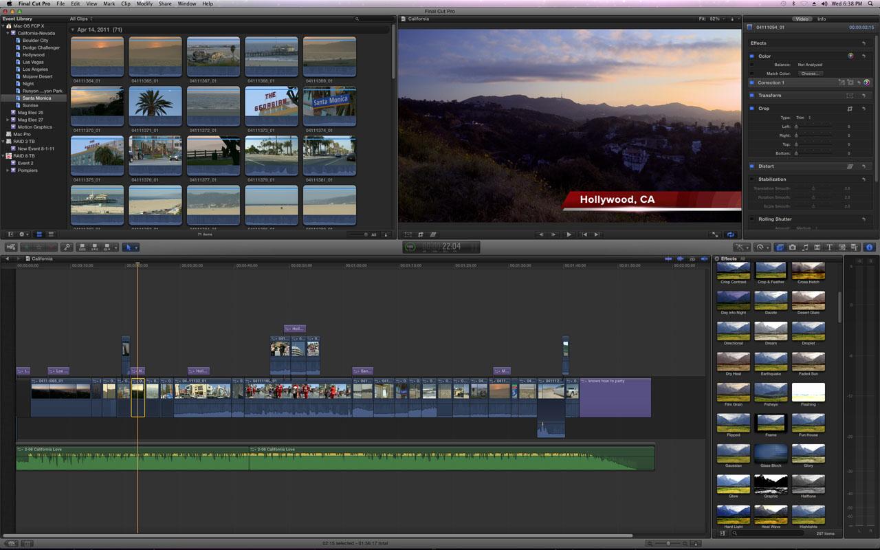 Final Cut Pro: магнитный таймлайн и интерфейс для монтажа на macOS