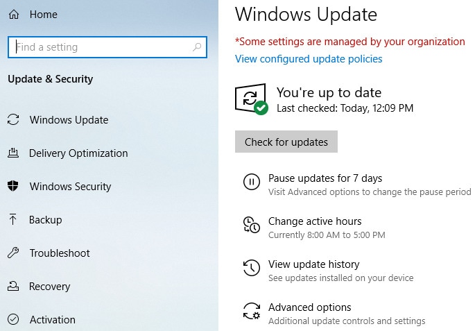 Проверка обновлений Windows