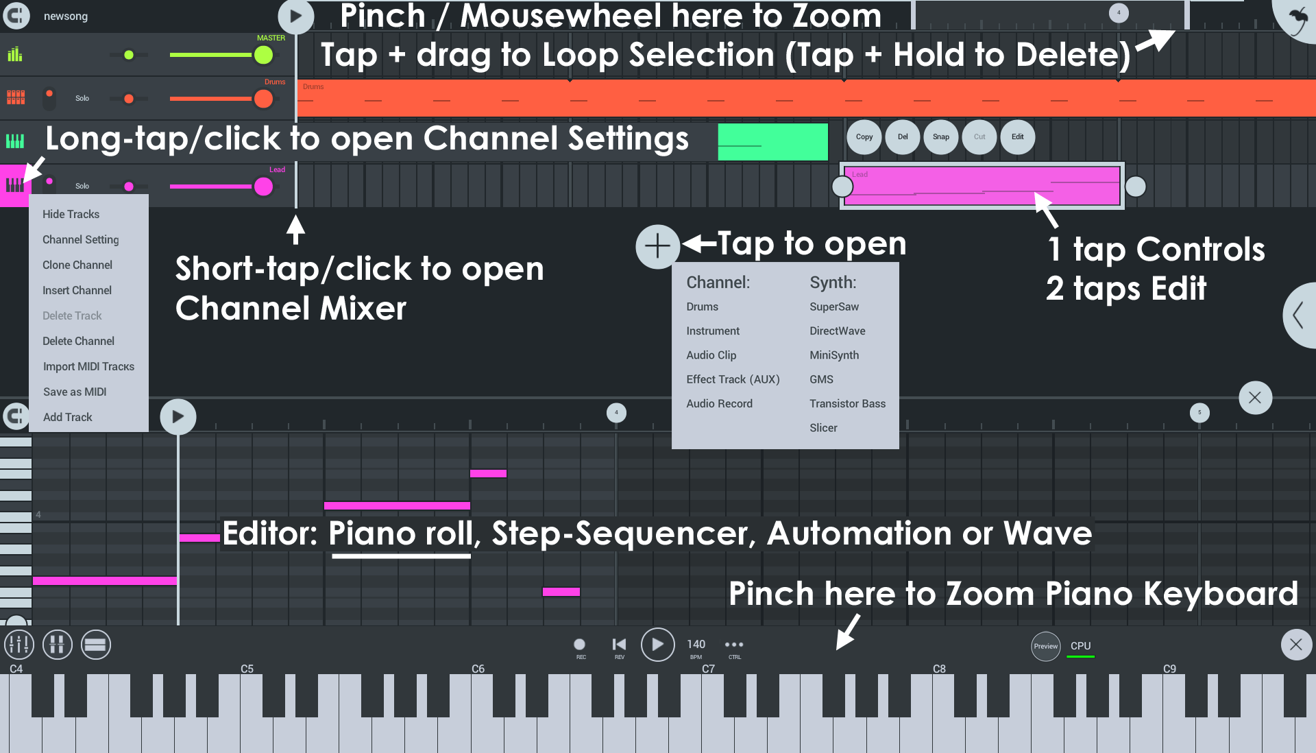 Интерфейс FL Studio Mobile