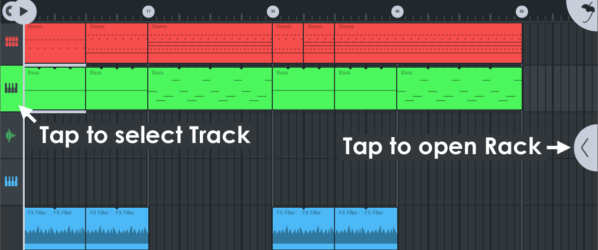 Playlist и Channel Rack в FL Studio Mobile
