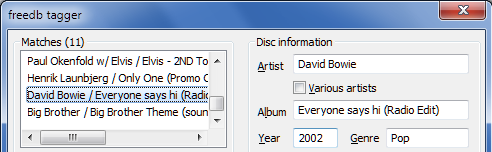 Окно работы с тегами в foobar2000