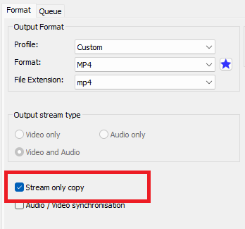 Режим Stream only copy в XMedia Recode