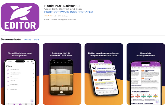 Foxit PDF Reader на iPhone