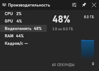 Оверлей производительности Xbox Game Bar