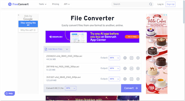 FreeConvert: онлайн-конвертация видео