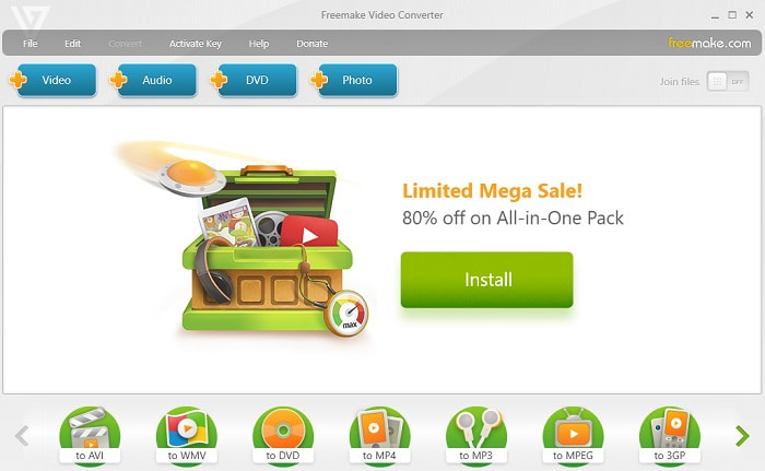 Freemake Video Converter для выбора формата
