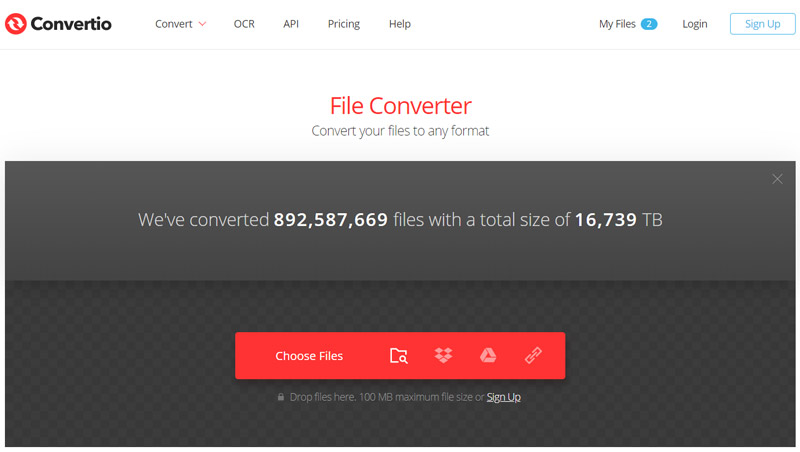 Интерфейс Convertio