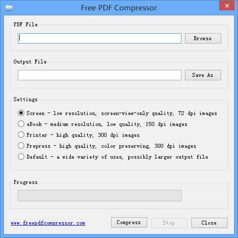 Окно Free PDF Compressor