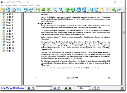 Главное окно Free PDF Reader
