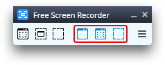 Кнопки видеозахвата в Free Screen Video Recorder