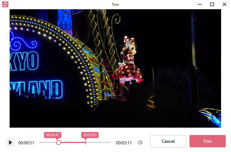 Окно Trim в Icecream Video Converter