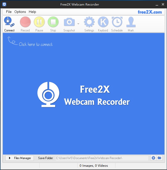 Главное окно Free2X Webcam Recorder