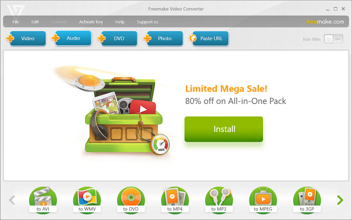 Freemake Video Converter: выбор формата для конвертации