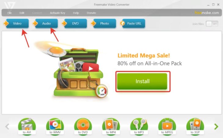 Интерфейс Freemake Video Converter