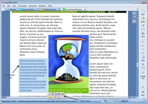 Corel PDF Fusion: выделение текста и работа с содержимым страницы