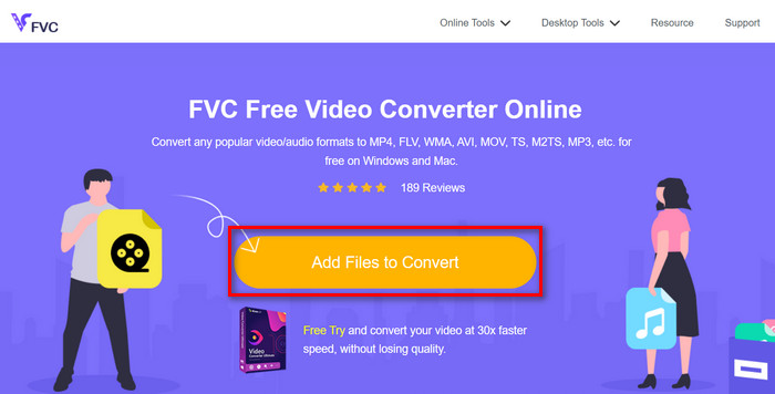 Стартовый экран FVC Free Video Converter Online