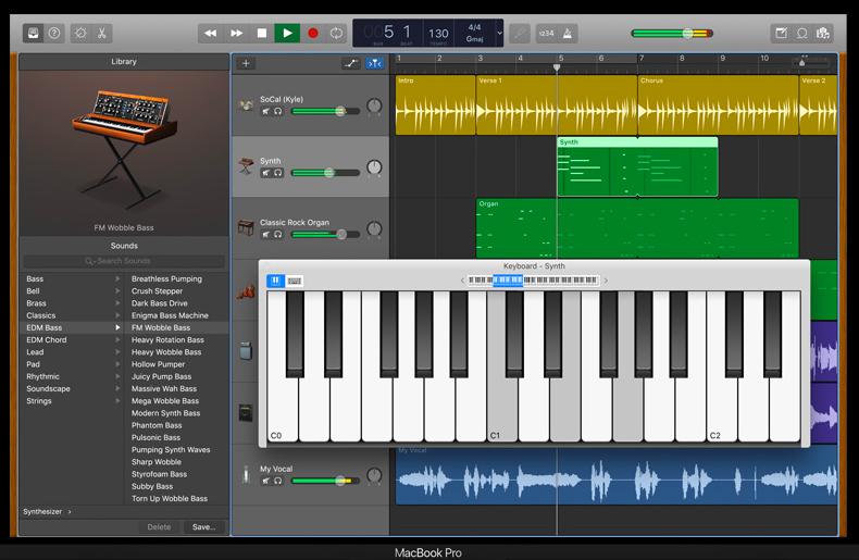 Скриншот программы GarageBand