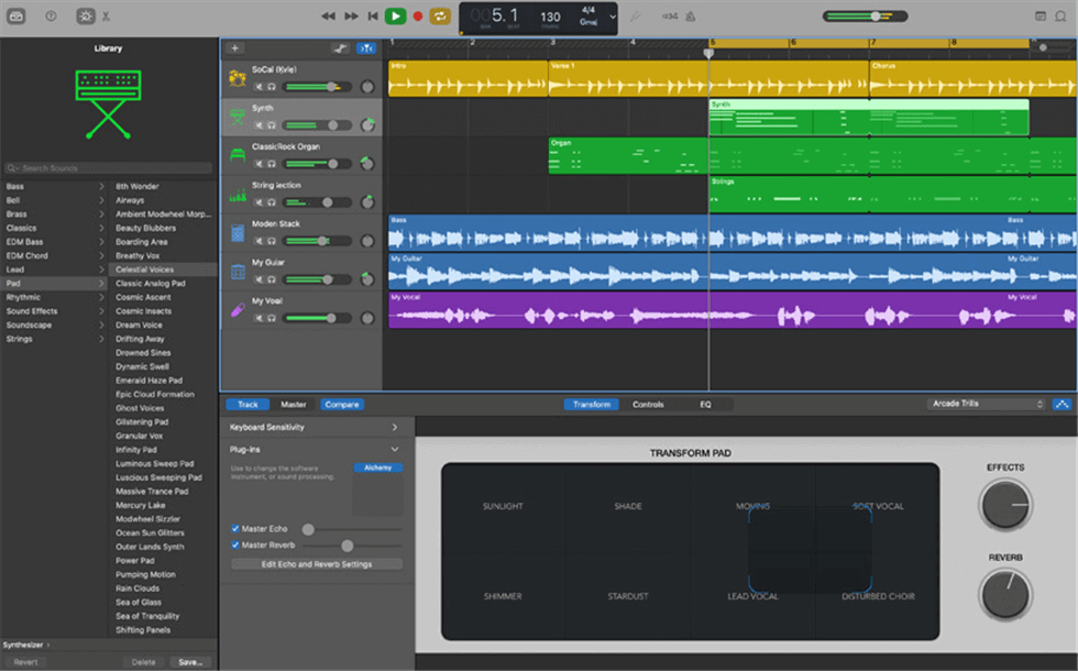Интерфейс GarageBand