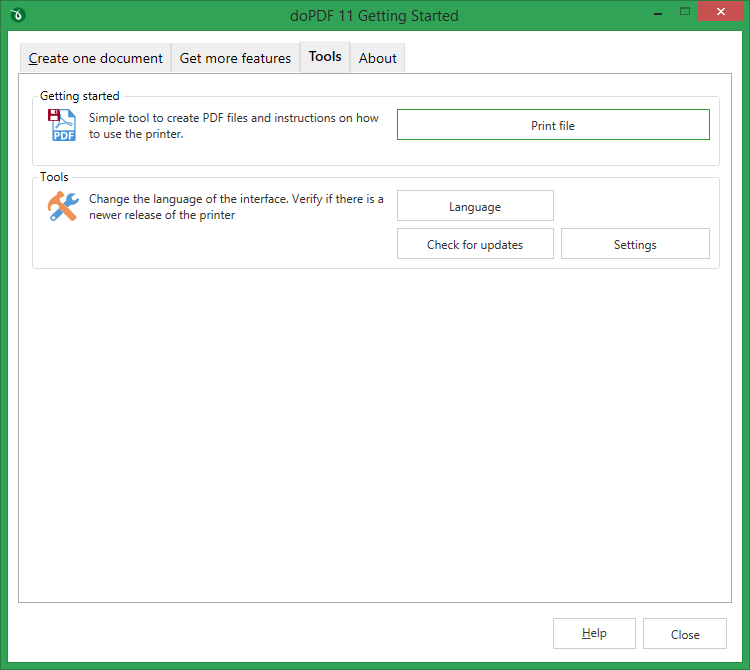 Вкладка Tools в doPDF