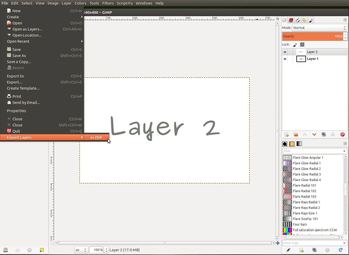 Скриншот GIMP при работе с PDF