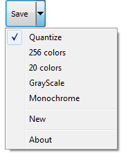 Меню Save и варианты сокращения цветов в GifCam