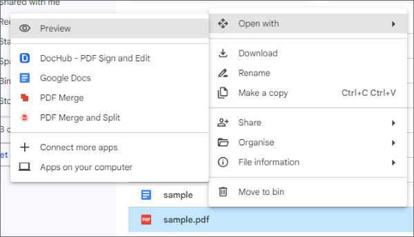 Открытие PDF через Google Docs для распознавания
