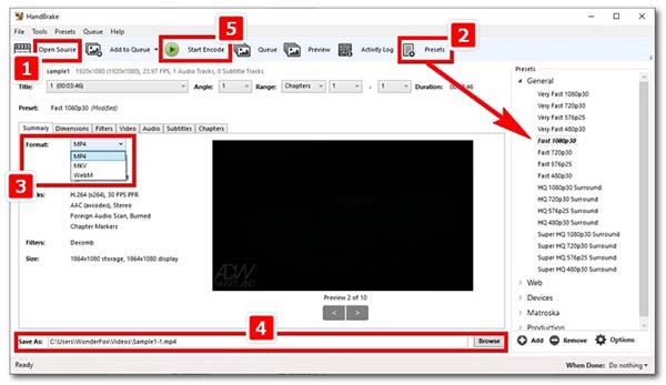 HandBrake на macOS для преобразования видео в MP4