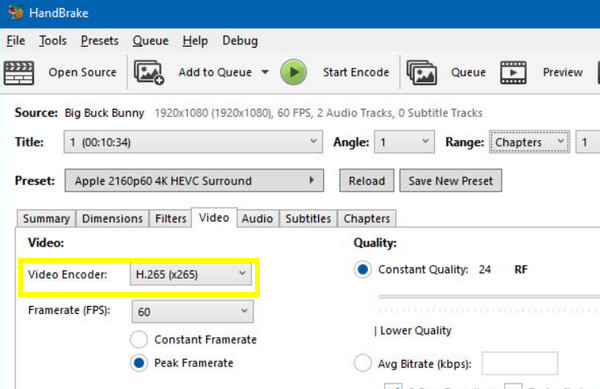 Настройки HandBrake